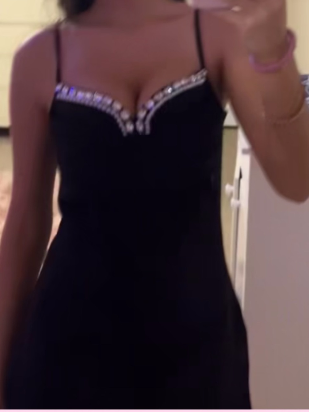 Revolve NANA JACQUELINE Elsie Dress- Black Slip Dress with Beaded Neckline